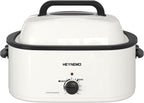 Roaster Oven 22Qt, 1450W Electric Turkey Roaster Oven Buffet with Self-Basting Lid, Cool-Touch Handles, Removable Pan and Rack, Stainless Steel, White