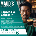 Maud's Espresso Roast Coffee Pods, 18 ct, Dark Roast Coffee in Recyclable Single Serve Pods – 100% Arabica Coffee, Compatible with Keurig K Cups Maker