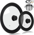 Universal Lid for Pots Pans and Skillets, 2 Pack Pan Cover fit 7", 8" 9" & 10", 11", 12" Diameter Cookware, Silicone Replacement Pan Lid Pot Lids for Frying Pans, Cast Iron,Tempered Glass Lid