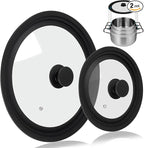 Universal Lid for Pots Pans and Skillets, 2 Pack Pan Cover fit 7", 8" 9" & 10", 11", 12" Diameter Cookware, Silicone Replacement Pan Lid Pot Lids for Frying Pans, Cast Iron,Tempered Glass Lid