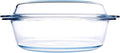 Round Tempered Glass Casserole Dish with Lid, Glass Casserole Baking Dish for Oven, Freezer and Dishwasher Safe - 3QT