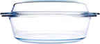 Round Tempered Glass Casserole Dish with Lid, Glass Casserole Baking Dish for Oven, Freezer and Dishwasher Safe - 3QT