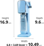 SodaStream - ART Sparkling Water Maker | VALUE BUNDLE | CQC CO2 system | Includes 2x CO2 Cylinders, 2x 32 Fl Oz Dishwasher Safe Bottles, 2x Bubly Flavor Drops | Combine with Pepsi Flavors | Misty Blue