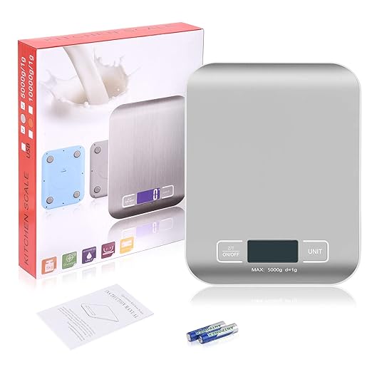 Digital Shipping Scale,Stainless Steel Panel, Accurate 5kg/1g Portable Postal Scale for Packages, Small Business,Kitchen, Food, Handmade, Liquids, and Boutique (Silver)