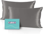 Mulberry Silk Pillow Cases Set of 2, Both Sides Real Silk Pillowcase for Hair and Skin Prevent Acne Pillowcase Organic Silk Pillow case 2 Pack with Hidden Zipper, Grey, Standard (20"×26")