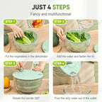 Salad Spinner with Slicer, Multifunctional Vegetable Spinner and Chopper, Large Capacity Salad Preparation Tool, Multi-blade Efficient Vegetable Washer for Home Kitchen (White)