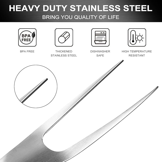 BBQ Grill Tool Set, 7 Pcs Stainless Steel Barbeque Grilling Tool Set, Includes a Spatula/Fork/Pair of Tongs, and 4 Corn skewers, BBQ Tools for Backyard Outdoor Kitchen