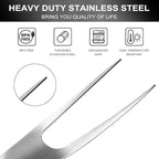 BBQ Grill Tool Set, 7 Pcs Stainless Steel Barbeque Grilling Tool Set, Includes a Spatula/Fork/Pair of Tongs, and 4 Corn skewers, BBQ Tools for Backyard Outdoor Kitchen