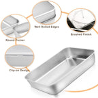 E-far Toaster Oven Baking Pan with Lid, 10.4”x 8”x 2” Stainless Steel Rectangle Sheet Cake Pans with Covers, Small Bakeware for Cakes Brownies Casseroles, Non-toxic & Dishwasher Safe -Set of 2