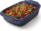 Artena Baking Dish 5.1 Quarts, Casserole Dishes For Oven, Baking Pan With Handles, Lasagna Pan Deep, Large Casserole Dish, Rectangular White Ceramic Bakeware, Blue (Only Baking Dish)