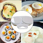 White Egg Poacher, Plastic Egg Boiler Poacher, 2 Cavity Nonstick Poached Egg Maker With Lid, Egg Poacher Microwave Egg Cooker, Drain Poached Egg Cups Cookware,Kitchen Dining Specialty Cookware