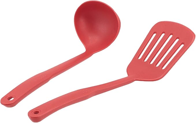 Amazon Basics Aluminum Non-Stick Cookware Set, Oven Safe, Dishwasher Safe, Stay-Cool Handles, 12-Piece, Red