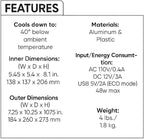 Cooluli Mini Fridge for Bedroom - Car, Office Desk & Dorm Room - Portable 4L/6 Can Electric Plug In Cooler & Warmer for Food, Drinks, Skincare Beauty & Makeup - 12v AC/DC & Exclusive USB Option, Black