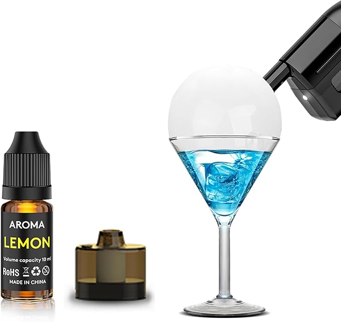 Cocktail Bubble Smoke Gun Accessories, 10 ml, Includes 4 Contains, 4 Aromatic Flavor Oils, Lemon Flavor