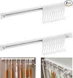 2Pcs Multifunctional Slide Rail Hook, Adhesive Wall Hooks Rack Kitchen Rail, Space Saving Utensil Rack with 10 Hooks No Drilling Hanger for Bathroom Kitchen Bedroom Office(40cm/15.7in)