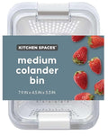 Kitchen Spaces Colander Bin, Produce Saver, Fridge Organizer With Lid, Wash, Strain and Store, Great for Refrigerator, Freezer and Pantry, Medium, White, Pack of 1