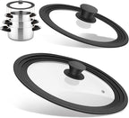 Universal Lids for Pots, Pans and Skillets, Fits 7", 8", 9", 10", 11", 12" Cookware, Universal Pan Lid and Pot Lid with Tempered Glass and Silicone Edging (2 Pack)