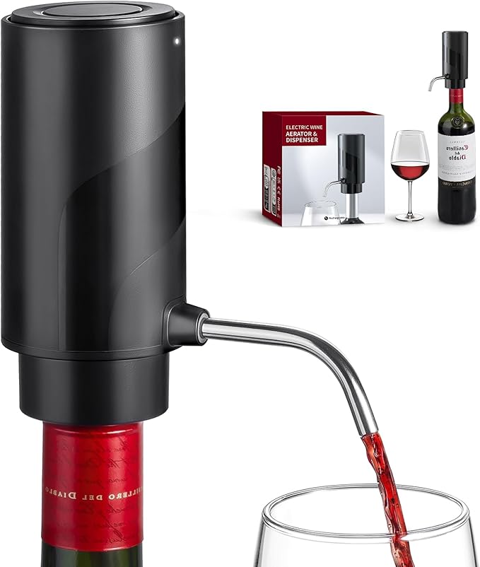 Electric Wine Decanter Aerator Dispenser: Automatic Whisky Bottle Dispenser - One Button Smart Drink Decanter with USB Rechargeable - Wine Air Aerator Pourer Spout for Lovers