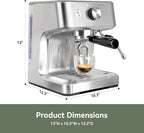 Gevi EzBru 1000 58mm Commercial Espresso Machine | PID & NTC Temp Control, 4 Adjustable Shot/Temp, Powerful Steam Wand & Barista Kit for Home & Café