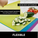 Nicole Home Collection Flexible Cutting Mats Set of 3 - BPA-Free Plastic Color-Coded Kitchen Chopping Boards, 12"x15", Durable Non-Slip Mats for Meat, Veggies, Fruits