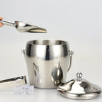 Ice Bucket with Lid, Scoop, IceTong,Stainless Steel Double-Wall Wine Ice Buckets for Parties,Beer and Wine Bucket,Bucket for Ice Chilling Champagne,2L