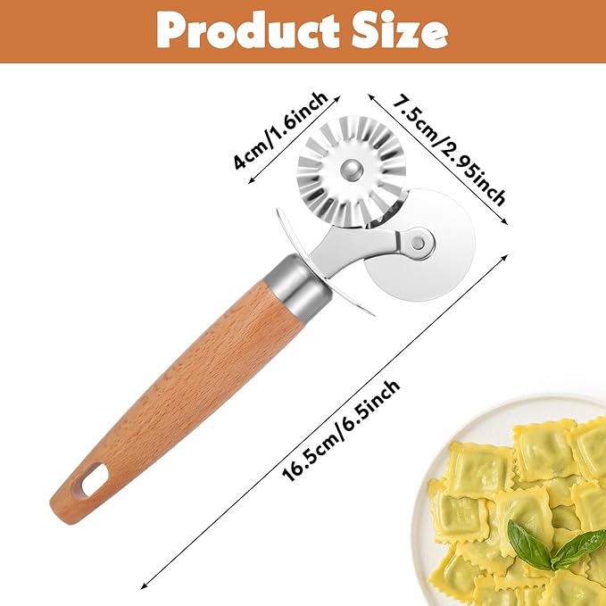 Pastry Double Cutter Wheel for Kitchen, Stainless Steel Pasta Cutter Wheel Tool with Double Roller for Making Pasta, Pizza, Ravioli, Cookie Cutter, Enhance Your Culinary Artistry