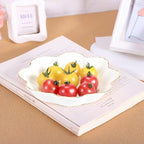 Porcelain Serving Dish,Ceramics Flower Relish Tray with Metallic Rim,Serving Bowls for Wedding,Party Perfect for Small Cereal, Pasta, Salad, Candy and Snacks White 8 inch (8 inch)