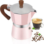 Aluminum 9 Cup 450ml Moka Pot Express Coffee Maker Stovetop Espresso Colorful Coffeemaker Italian Classic Style Brewing Greca Cafe Mocha Machine for Cafeteras Lover Camping Travel and Home Use 15oz