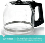 12-Cup Replacement Glass Coffee Carafe Compatible with Black and Decker Coffee maker Model CM0915BKD, Black Handle with Extra Lid, Product Height: 5.9 inch.