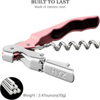 HYZ 2-Pack Wine Opener Waiter Corkscrew, Professional Wine Key for Servers, Bartender with Foil Cutter, Manual Wine Bottle Opener Double Hinged (Pink Mesa)