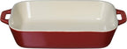 Staub Dish 40508-585 Rectangular Dish, Cherry 7.9 x 6.3 inches (20 x 16 cm), Ceramic Au Gratin Dish, Oven Safe and Microwave Safe