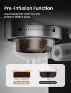 Neretva Espresso Machine, 15 Bar Espresso Coffee Machine with Visible Pressure Guage Professional Espresso Maker with Milk Frother & Stainless Steel for Home Barista Latte and Cappuccino Maker-Silver