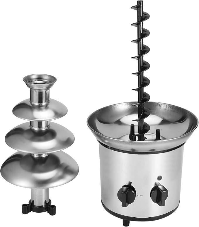 4 Layer Chocolate Fountain, 4 Layer Durable Rotating Practical Stainless Steel Electric Chocolate Fountain Machine, Elegant for Resturant Home Party(#1)