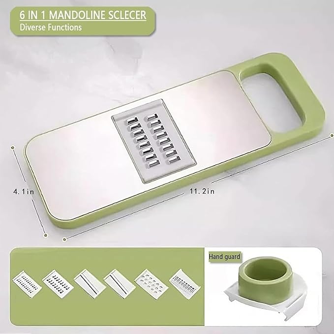 6-in-1 Vegetable Cutter, Mandoline Slicer for Kitchen, Vegetable Slicer Cutter with Multi Blade, Cheese Grater, kitchen gadgets (2pcs)