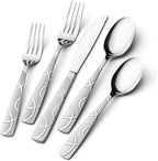 HIKAA Silverware Set, 65-piece Silverware Set with Serving Utensils Set, for Kitchen, Home, Wedding, Party, Mirror Polished and Dishwasher Safe