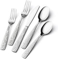 HIKAA Silverware Set, 45-piece Silverware Set with Serving Utensils Set, for Kitchen, Home, Wedding, Party, Mirror Polished and Dishwasher Safe