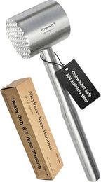 Meykers Meat Tenderizer Mallet | Dishwasher Safe | All 304 Stainless Steel | Perfect Weight | Meat Hammer Pounder Flattner Beater | for Steak Beef Chicken Pork | Kitchen Tool for Cooking