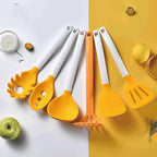 Heat Resistant Soup Spoon Brush Ladle Silicone Non Stick Spatula Kitchen Tools Cooking Utensil Set(D)