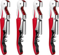4 Pieces Professional Waiter Corkscrew Wine Openers, Red Wine Keys Opener Stainless Steel Hinges Serrated Foil Cutter for Restaurant Waiters, Sommelier, Bartenders (Red)