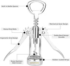Wing Corkscrew Wine Opener, Premium Zinc Alloy Manual Bottle Opener, Heavy Duty Multifunctional Tool for Kitchen, Bar, Restaurant & Waiters (Silver)