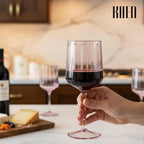 Khen Acrylic Lucia Stemmed Goblets - Unbreakable Wine Glasses Reusable Drinking Cups Dishwasher Safe Elegant Stemware for Cocktail Champagne | Kitchen Bar Party | Set of 6 |14oz | Lilac