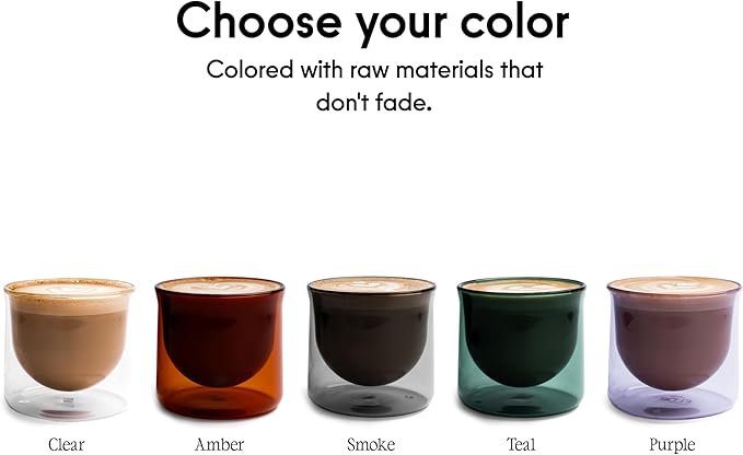FLUR Latte XL Glasses (Set of 2) Perfect for Lattes, Latte Art, Iced Lattes & Milk Drinks – Double-Walled Borosilicate Glass – Handmade, Lightweight & Durable – 10oz (Teal)