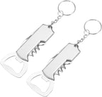 uxcell 2 Pcs Wine Opener, Bottle Opener Keychain, Durable Stainless Steel Waiter's Corkscrew, Compact All-In-One Home Bar Tool for Bar, Party, Wedding, Home, Travel, Silver
