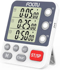FCXJTU Digital Dual Kitchen Timer, 3-Channel Magnetic Countdown Stopwatch Timer for Cooking, Large Display, Loud Alarm, 100Hr Multi Food Classroom Timer for Seniors & Teachers (Battery Included)