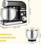 Kitchen in the box Stand Mixer,3.2Qt Small Electric Food Mixer,6 Speeds Portable Lightweight Kitchen Mixer for Daily Use with Egg Whisk,Dough Hook,Flat Beater (Black)