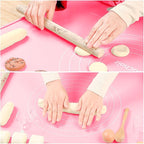 Silicone Pastry Mat 20"*16" Extra Thick Non Stick Baking Mat Food Grade Silicone Dough Rolling Bake Mat with Edge Heightening Pink