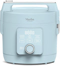 Martha Stewart Rice Cooker, 4 Cup (Uncooked) / 8 Cup (Cooked), Ceramic Non-Stick Removable Pot, Keep Warm, Measure Markings, Steam Basket, Brown & Sushi Rice, Quick Cook, Quinoa, Grains, Oats, Sky Blue
