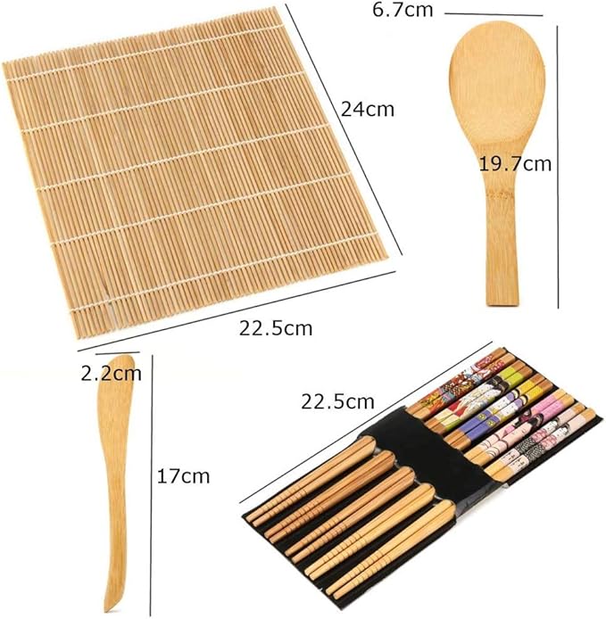 Zerodis Sushi Rolling Mat Kit Tool Gadget Sets Tools Effortless Rolling for Beginners and Family Cooking At Home or Restaurants Sushi Mat Kit Making Kitchen (Assorted Color)