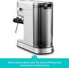 CASABREWS CM5418ECO Espresso Machine 20 Bar, PFAS-Free Espresso Maker with Steam Wand, Stainless Steel Coffee Machine with 34oz Removable Water Tank for Cappuccino, Small Latte Machine, Silver
