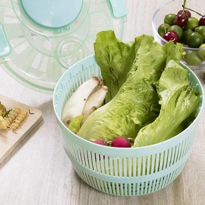 Zentto Salad Spinner Large Plastic Kitchen Salad Spinner 5 Litres Quick Vegetable Dryer BPA Free(Pink)